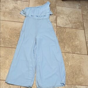 SHEIN Light Blue One-Shoulder Jumpsuit